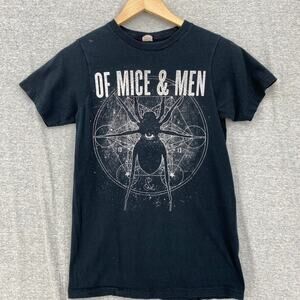 Of Mice & Men Shirt Youth Medium Black Band Metalcore Tee Spider & Eye